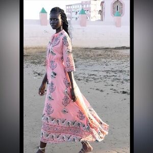 Tuckernuck Oliphant XL Pink Floral Boho Embroidered Sequin Maxi Dress